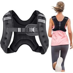 Henkelion Weighted Vest for Men Women 12 lbs Black w/Reflective Stripes